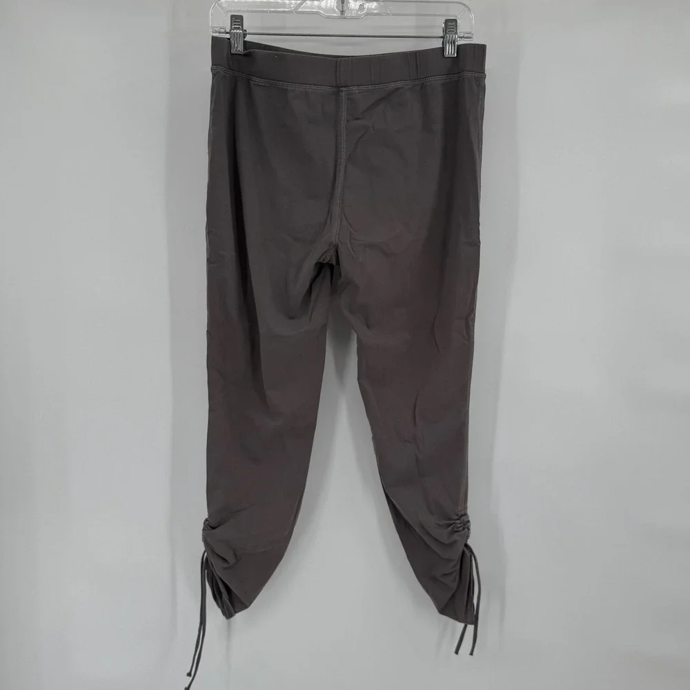Alo Yoga Leggings Women Large Gray Ruched Drawstring Hem Yoga Pants Workout Gym